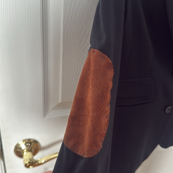 Banana Republic Black Blazer Tailored Suit Jacket with elbow patches sz 2 - Picture 3 of 4